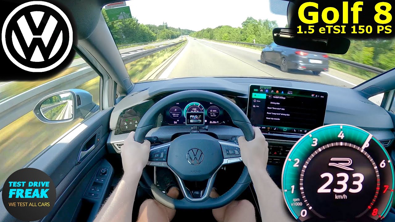 2025 VW Golf 8 R-Line 1.5 eTSI (150 PS) TOPSPEED POV 🚀 Autobahn Drive | No Speed Limit