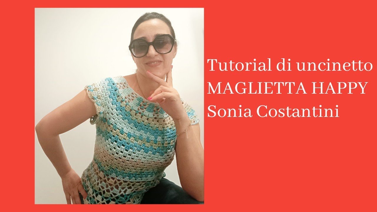 Maglietta HAPPY top down circolare - tutorial di uncinetto - Sonia Costantini