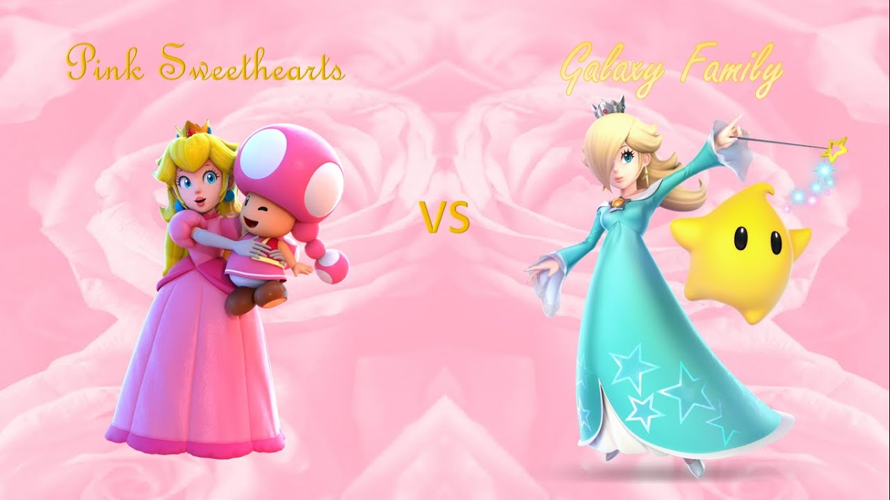 Mario Tennis Aces - Peach and Toadette vs Rosalina and Luma (Pink Sweethearts vs Galaxy Family)