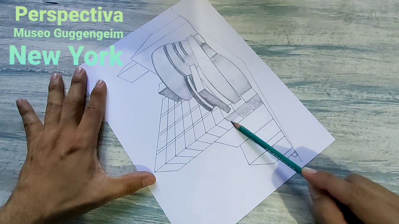 Perspectiva a lapiz Museo Guggenheim New York (parte 2)