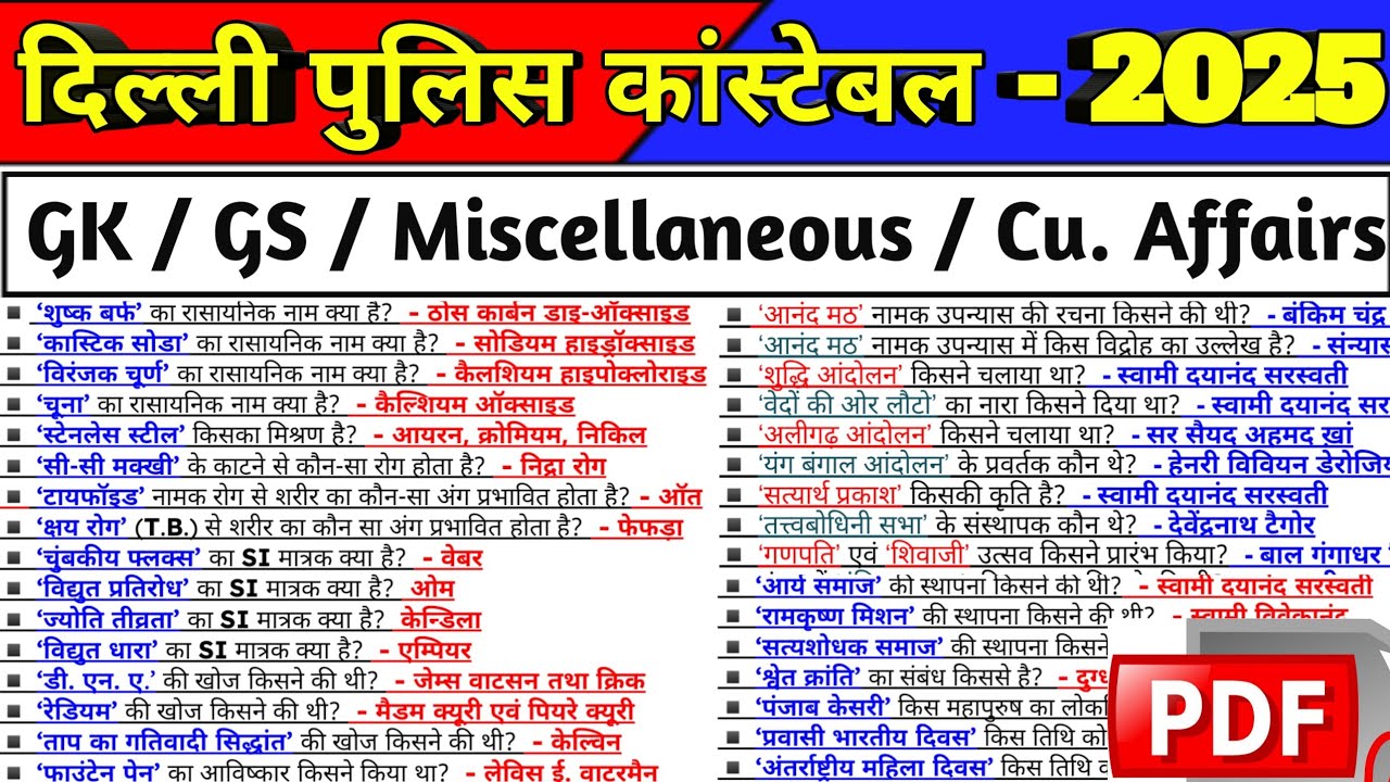 Delhi Police Constable 2025 Previous Year Questions । Delhi Police Constable । Delhi Constable 2025
