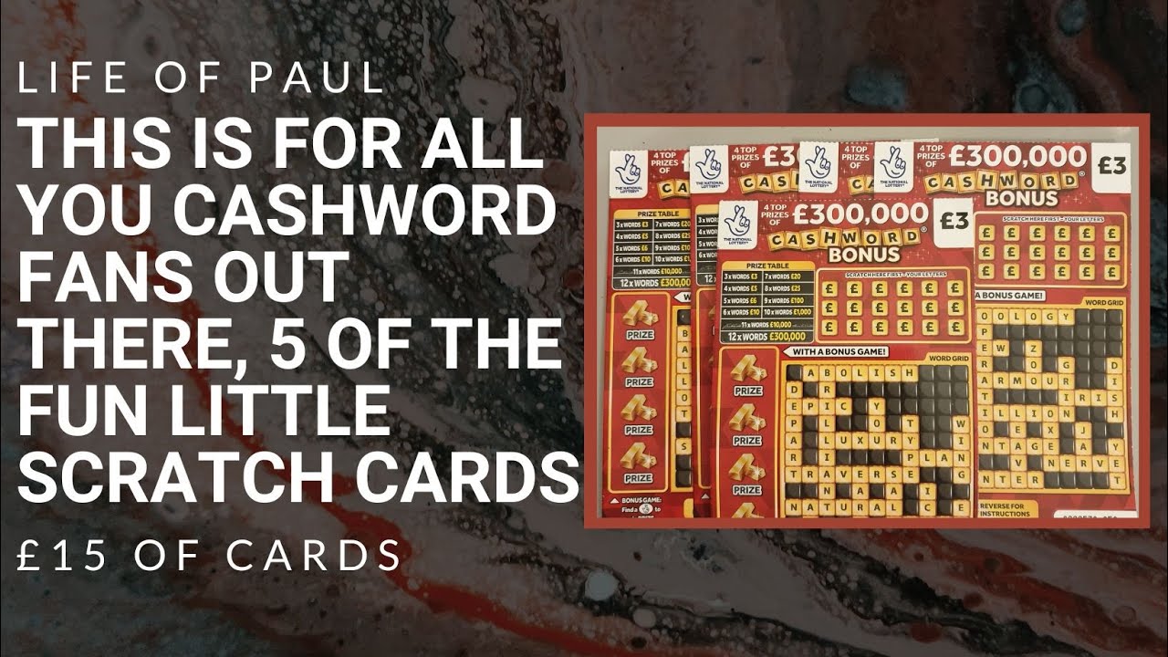 5 Fun scratch cards to brighten your day. £15 of the £3 Cashword Bonus scratch tickets