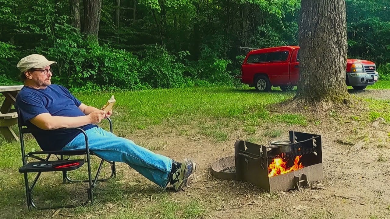 Simple Camping Meal: Relaxing by the Campfire: Solo Truck Camping