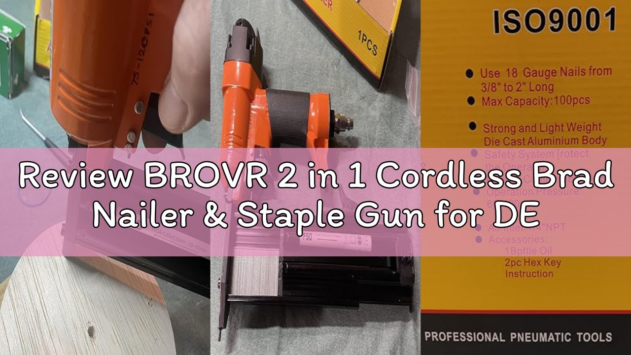 Review BROVR 2 in 1 Cordless Brad Nailer & Staple Gun for DE Walt 20V Battery (Tool Only), 18 Gauge