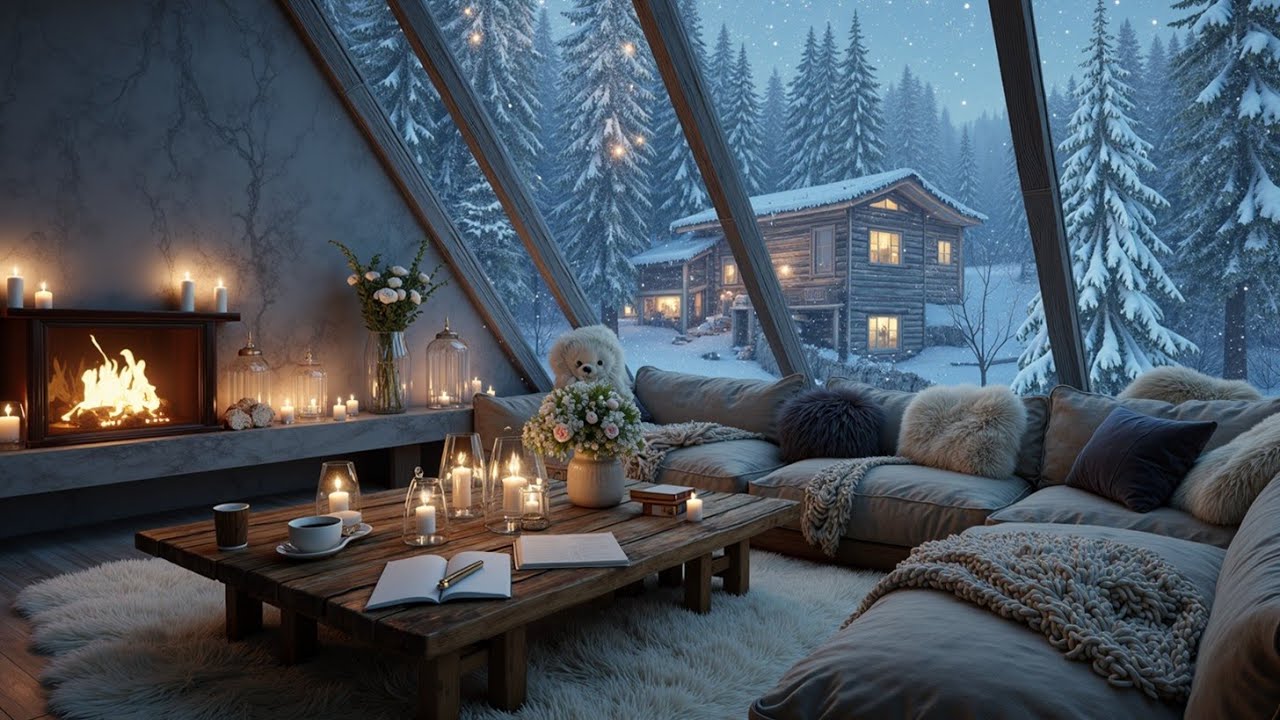 Музыка для учебы и сна у снежного камина