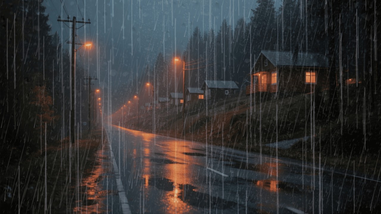 🔴 (NO ADS, NO THUNDER) Wet Road in the Forest - Gentle Rain for Deep Rest