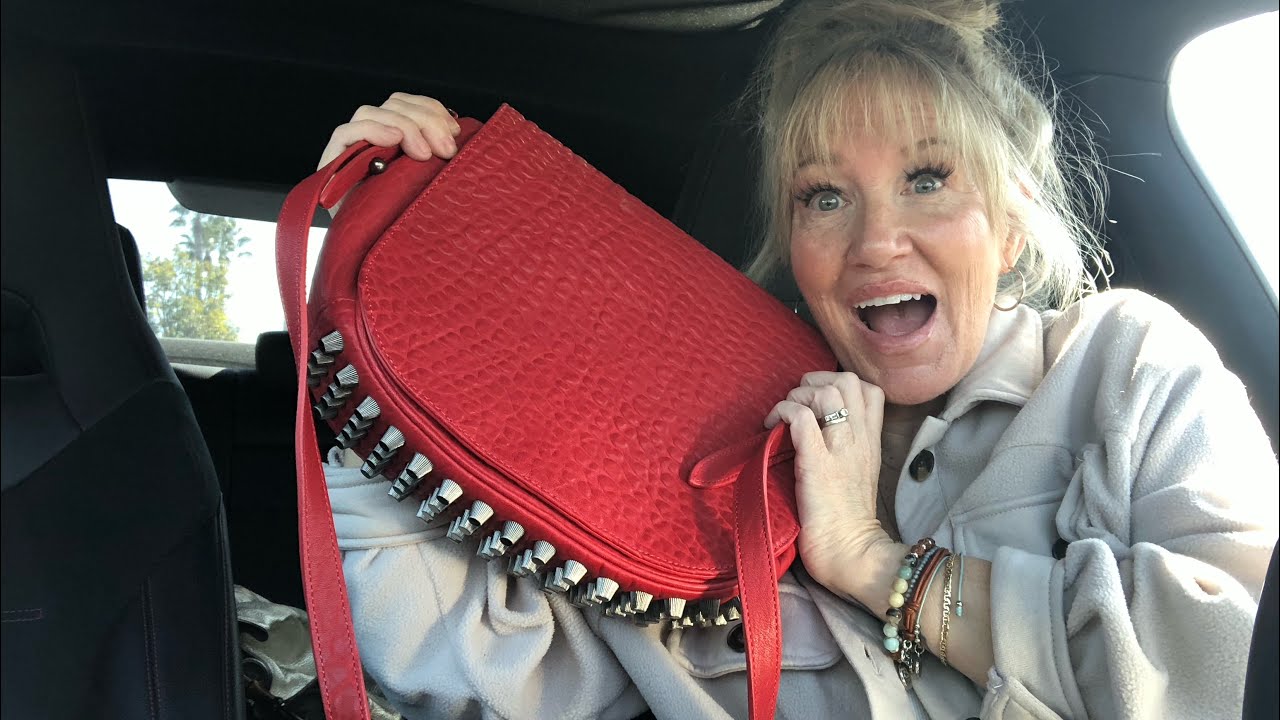 THRIFTED 🍒Cherry Red ALEXANDR WANG Studded Lia👜! PURSE HAUL! www.pursetrippin.com