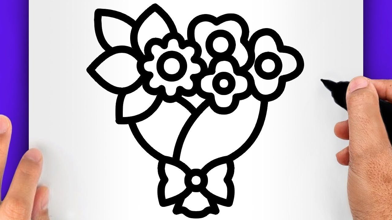 DESSIN FACILE KAWAII | COMMENT DESSINER UN BOUQUET DE FLEURS FACILEMENT - DESSIN DE FLEUR FACILE