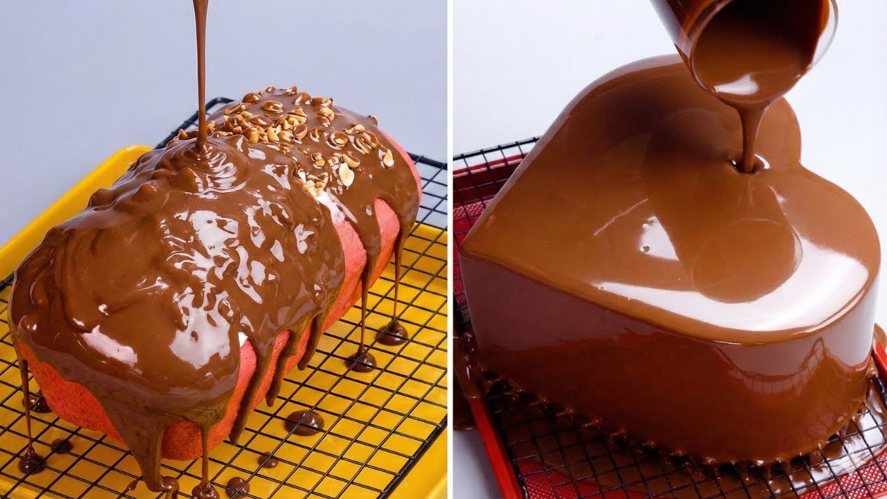 NUTELLA CHOCOLATE OVERLOAD! The BEST Recipe for Chocolate Glaze Cake Decorating 🤤