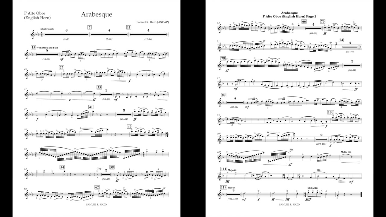 Arabesque (F Alto Oboe part) by Samuel R. Hazo
