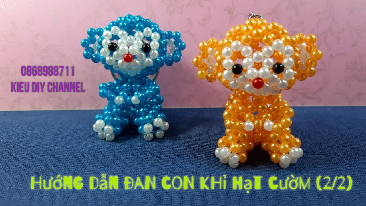 Hướng dẫn đan con khỉ hạt cườm 12 con giáp- how to make beaded bead the monkey (2/2)-KIEU DIY