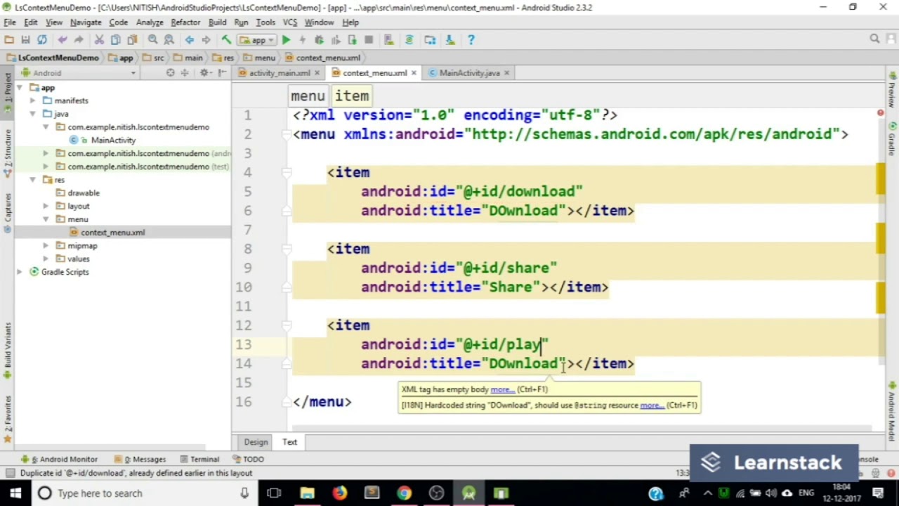 Context Menu in Android | Android Development for Beginners | [Hindi]