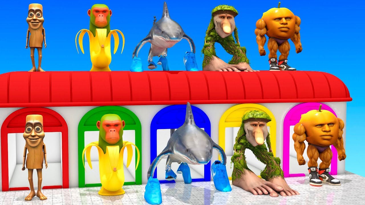 Long Slide Game With Cow Elephant Gorilla Hippopotamus Tiger 3d Animal Game Funny 3d Animals