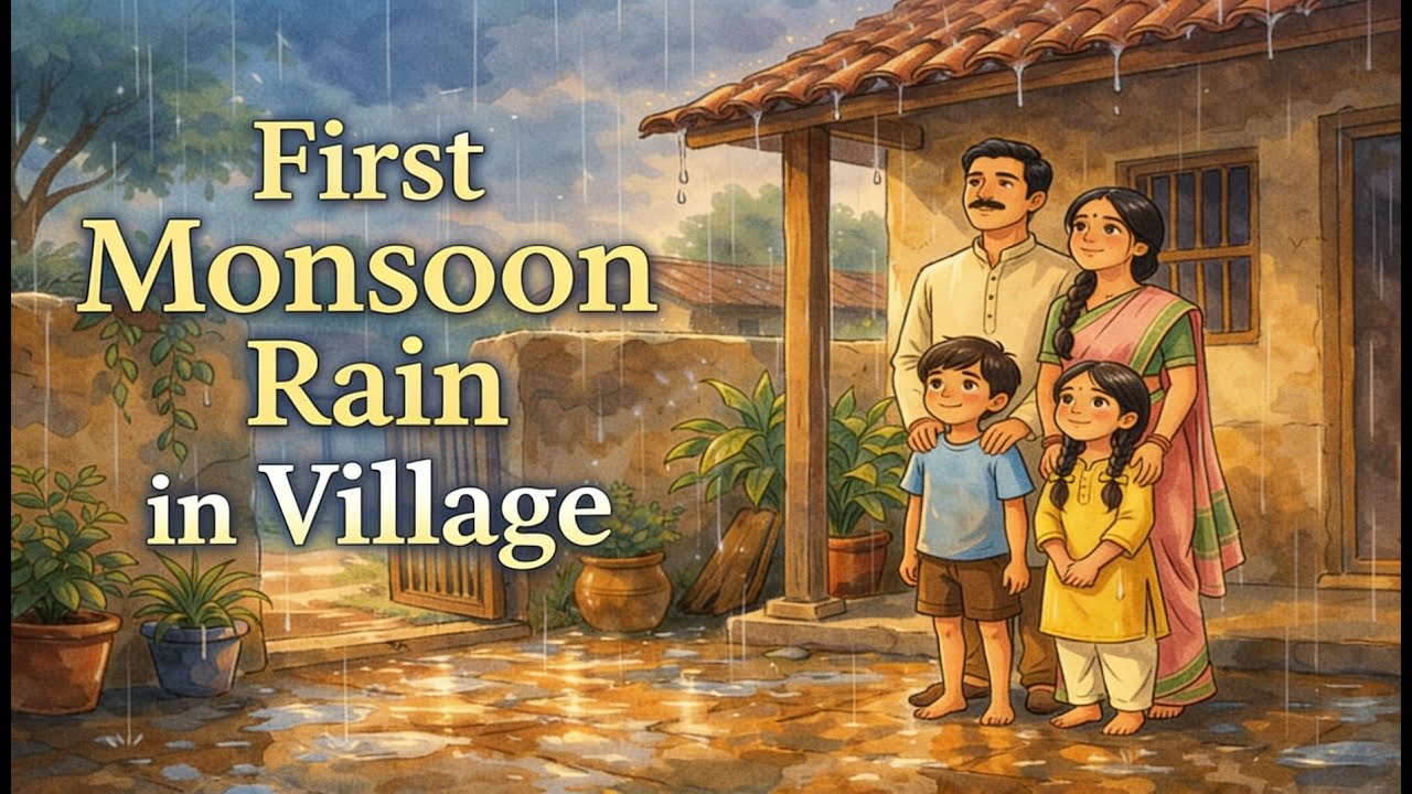 First Monsoon Rain in Village | Ghibli calm ASMR | No Talking