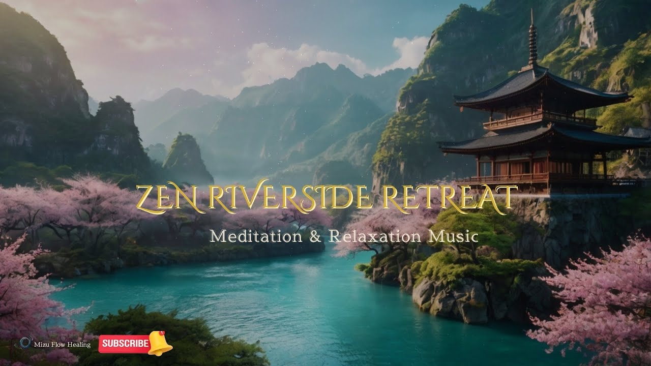 "Tranquil Japanese Zen Garden by the Riverside "