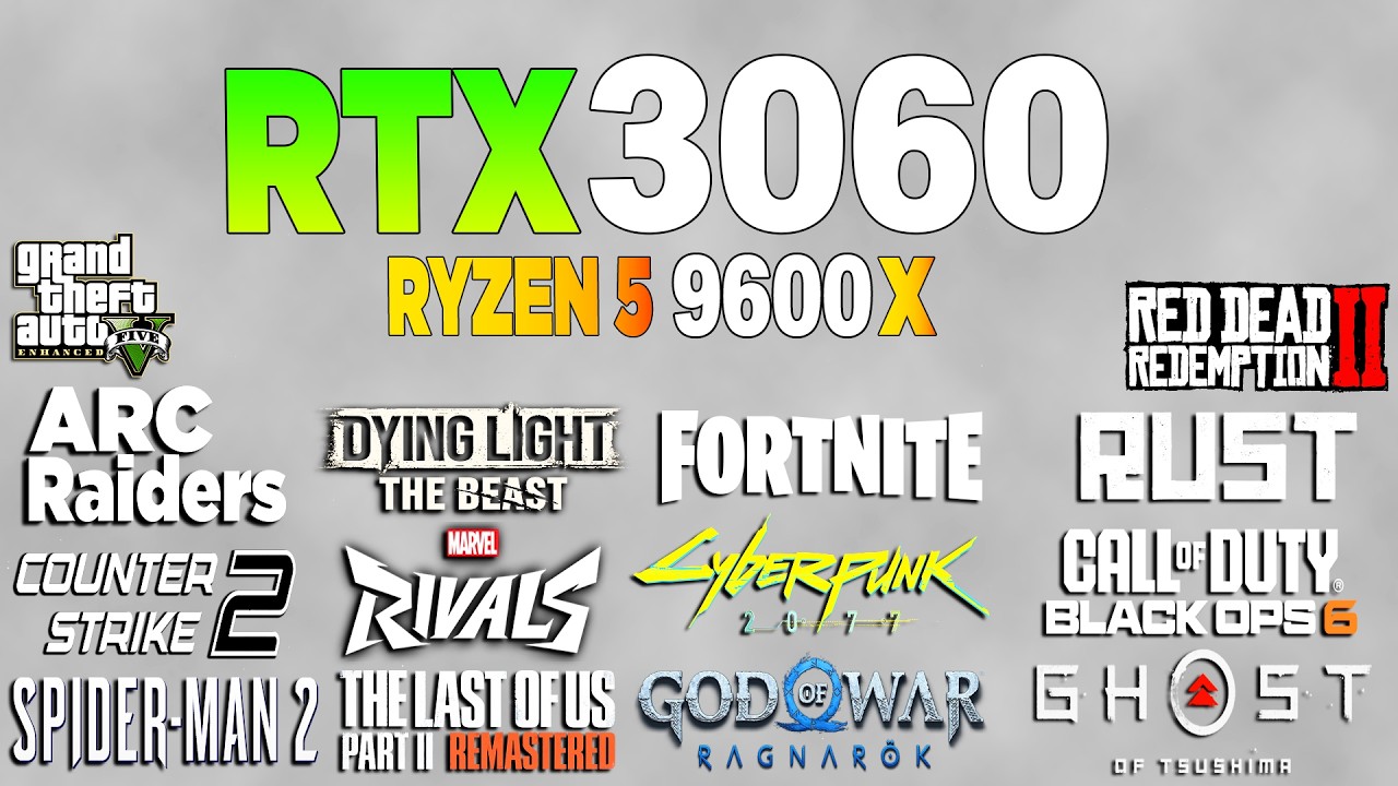 RTX 3060 + Ryzen 5 9600x Overclock - Test in 16 Games Benchmark 1080p (2026)