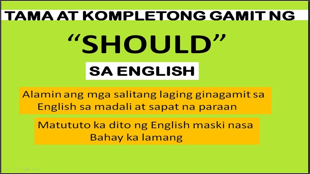 ENGLISH TAGALOG LESSON MODAL VERB, HELPING VERB - SHOULD