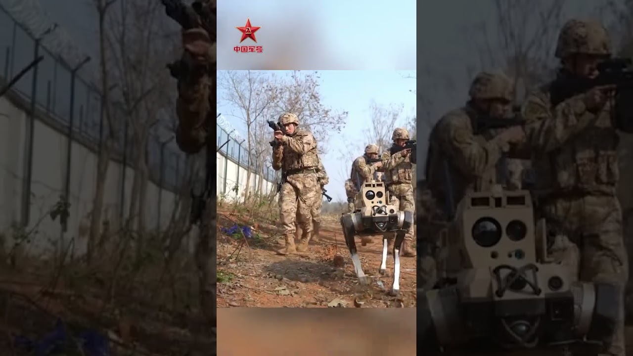 Robot dogs team up with Chinese soldiers, boosting combat capabilities.
