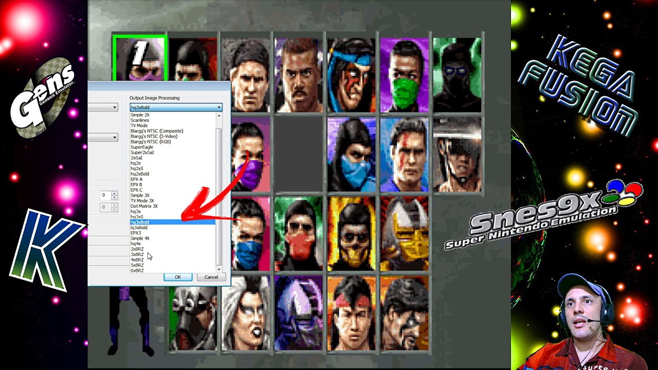 Configurações que uso no Gens 2.14, Kega Fusion 3.64, Snes9x 1.60 nos meus vídeos em resolução 4K