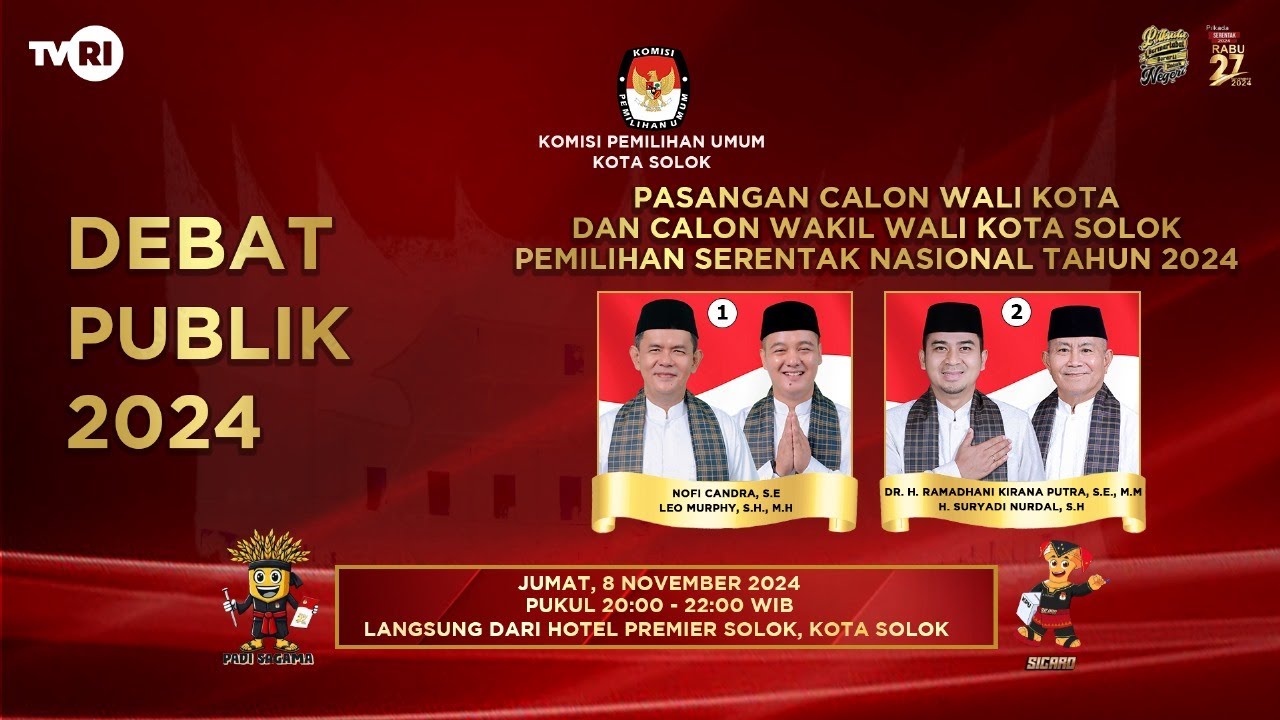 DEBAT PUBLIK PASANGAN CALON WALIKOTA DAN WAKIL WALIKOTA SOLOK TAHUN 2024
