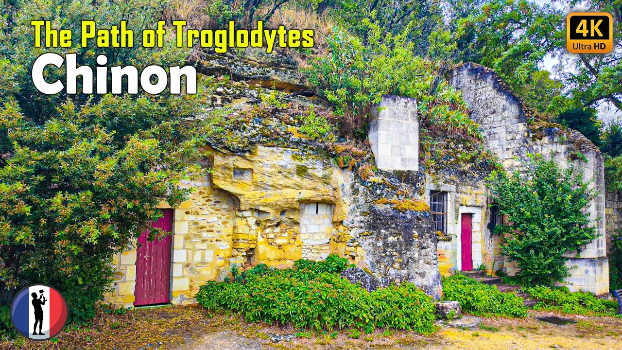 🇫🇷 CHINON, Troglodytes and Sainte-Radegonde Chapel, Loire Valley, France, Walking Tour [4K/60fps]