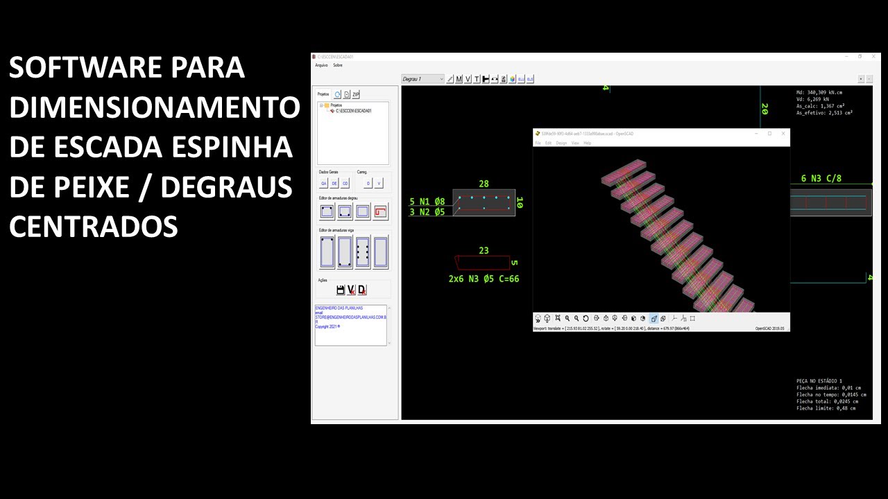 SOFTWARE PARA  ESCADA COM DEGRAUS CENTRADOS/ESCADA ESPINHA DE PEIXE (WHATSAPP +55 19 996746157)