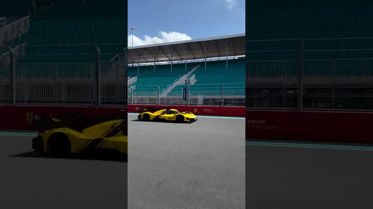 The Ferrari 499P Modificata tearing up the track at Ferrari Racing Days Miami.