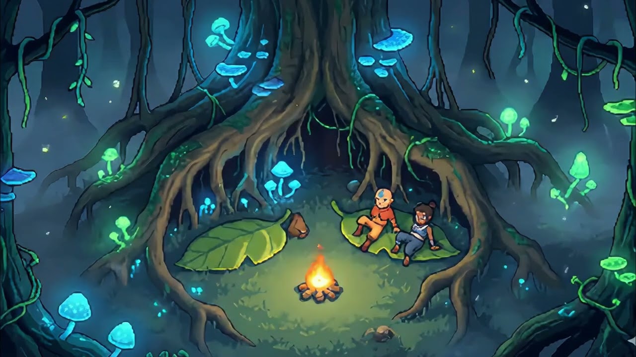 Safe Under the Ancient Roots 🌿 | Glowing Forest Campfire Lofi