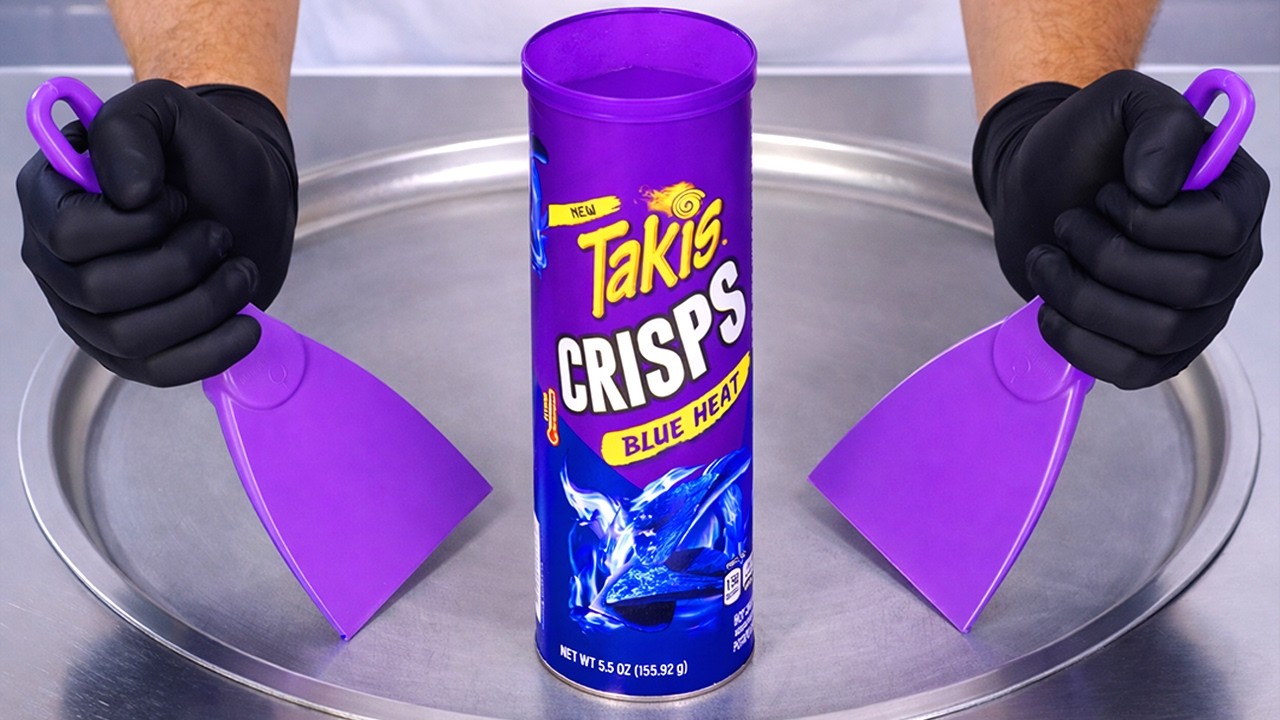 Takis Blue Heat Crisps - Ice Cream Rolls | Satisfying Visual ASMR