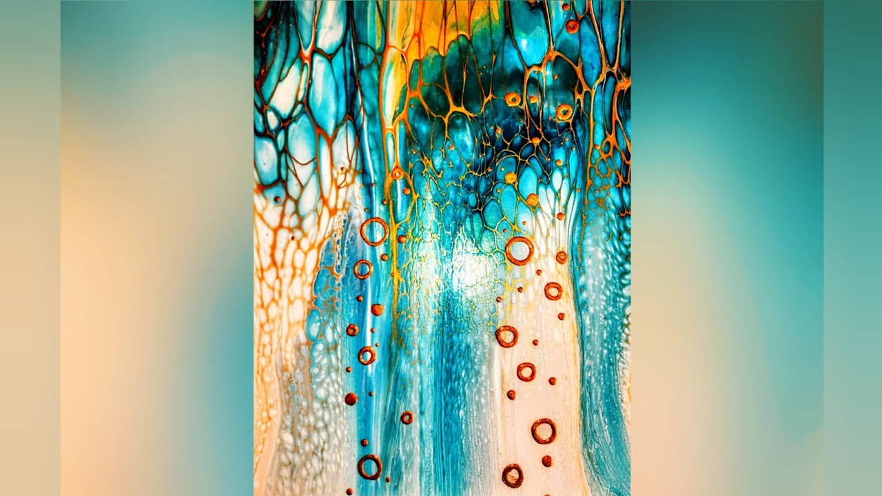 'Cascade' Acrylic Pour Swipe With Embellishments  #fluidart #acrylicpouring #tlp