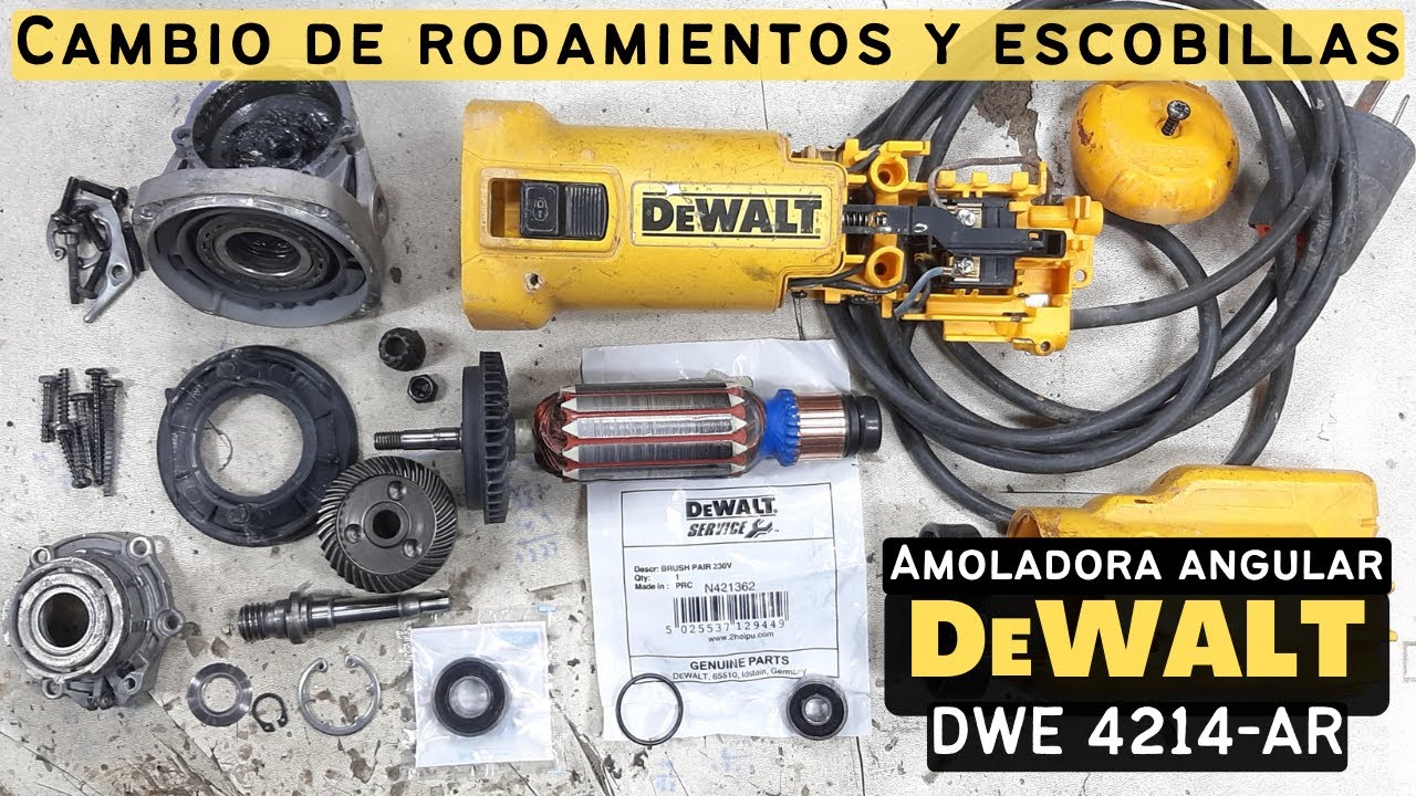 Cambio de rodamientos y escobillas amoladora angular Dewalt DWE4214-AR