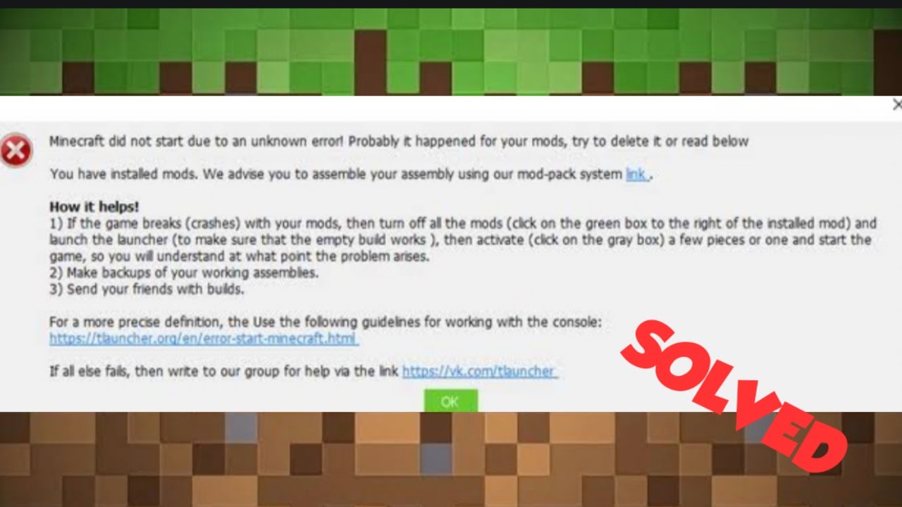 Minecraft Has Not Started Because Of An Unknown Error A Popular Solution To The Problem TLauncher