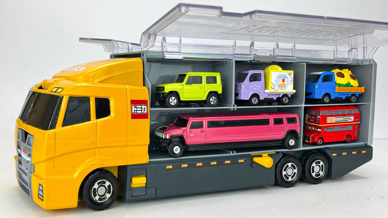 トミカ☆ミニカー13台を開封してコンボイへ収納！最後は緊急走行テストします！13 Tomica cars loaded for an emergency driving test