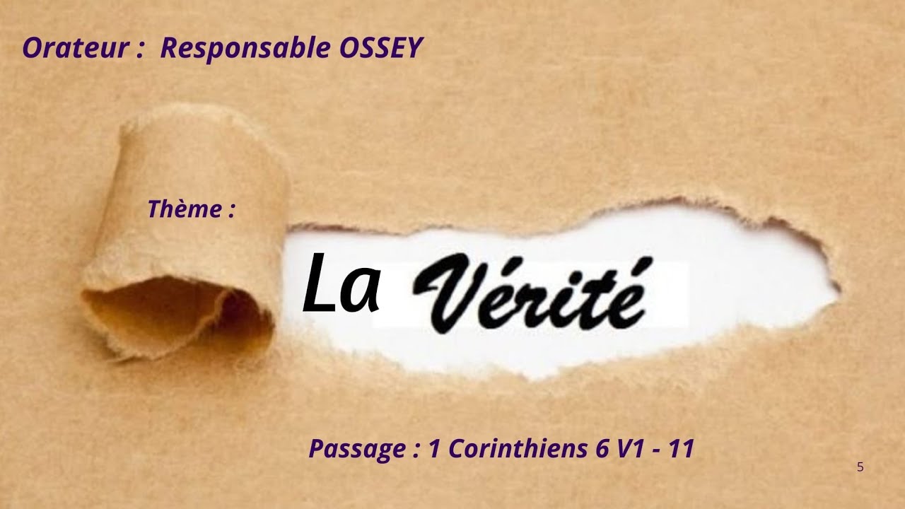 ✨CULTE DIMANCHE 15 FÉVRIER 2026 ✨LA VÉRITÉ ✨Responsable OSSEY Benoît✨✨✨