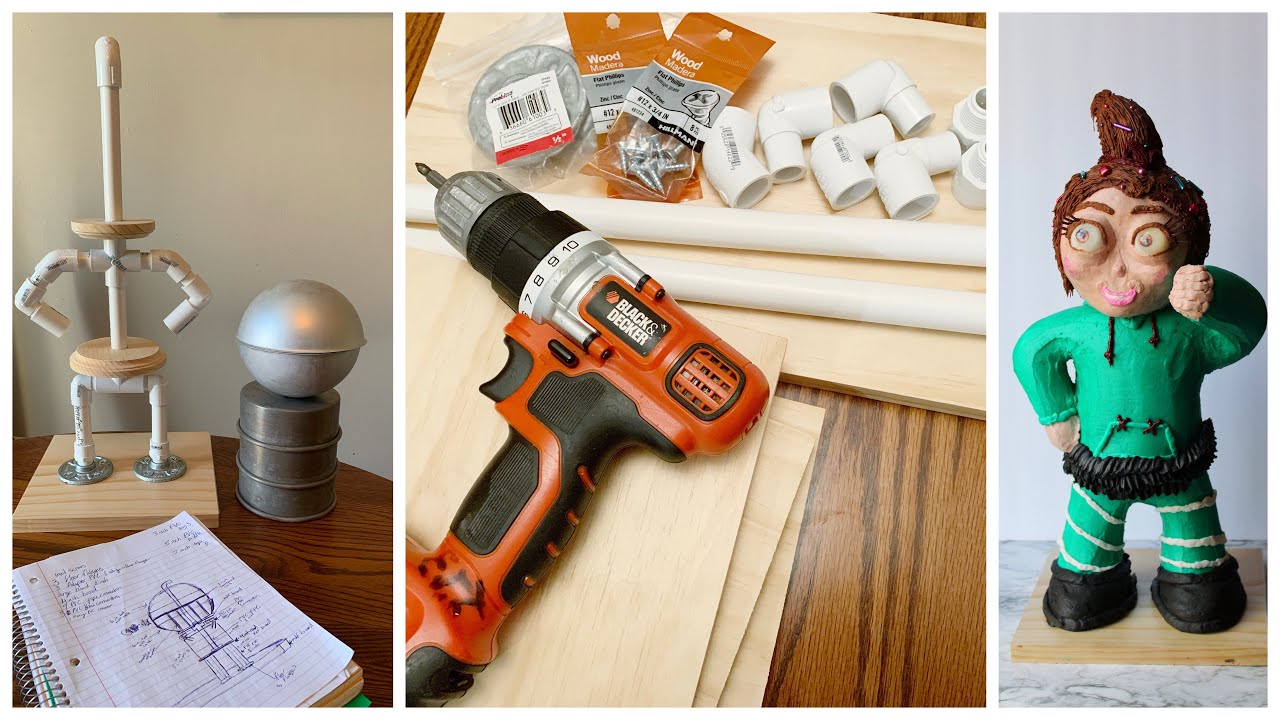 Build a cake structure using pvc pipes for a 3D character figure