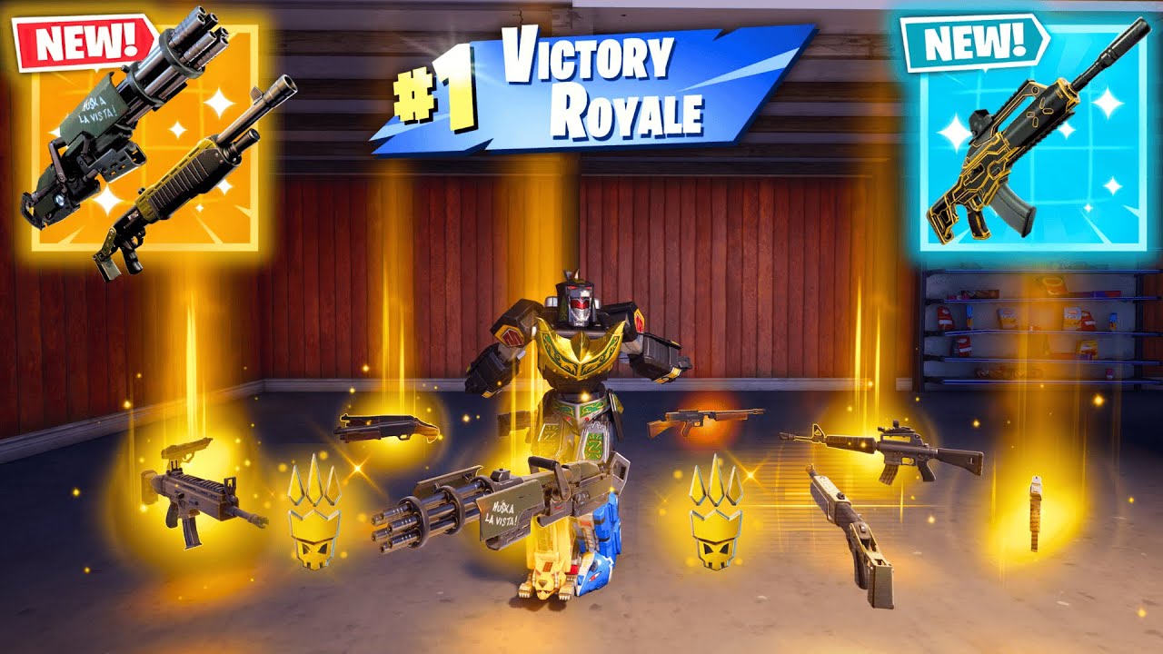 MEGAZORD ALL MYTHIC AND EXOTIC GUNS IN FORTNITE (NEW! Fortnite Chapter 7 Season 1)