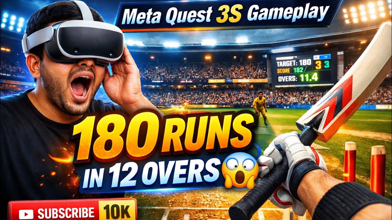 Meta Quest 3S Gameplay | IB Cricket 180 Run Chase In Just 12 Overs 🤯 Record Gameplay