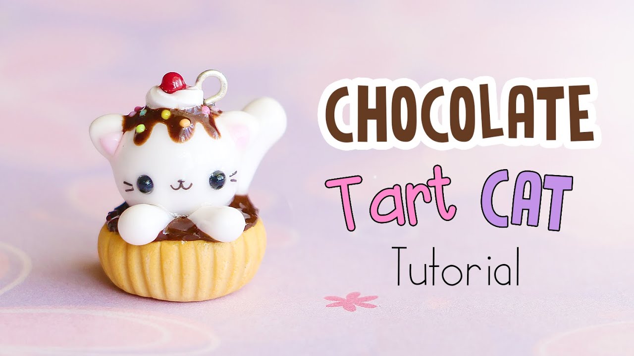 Kawaii Chocolate Tart Cat│Polymer Clay Tutorial