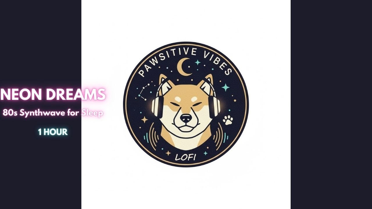 Retro Dog Lofi 🕶️ Pawsitive Synthwave for Sleep & Anxiety | Glowing 80s Vibe (1 Hour)