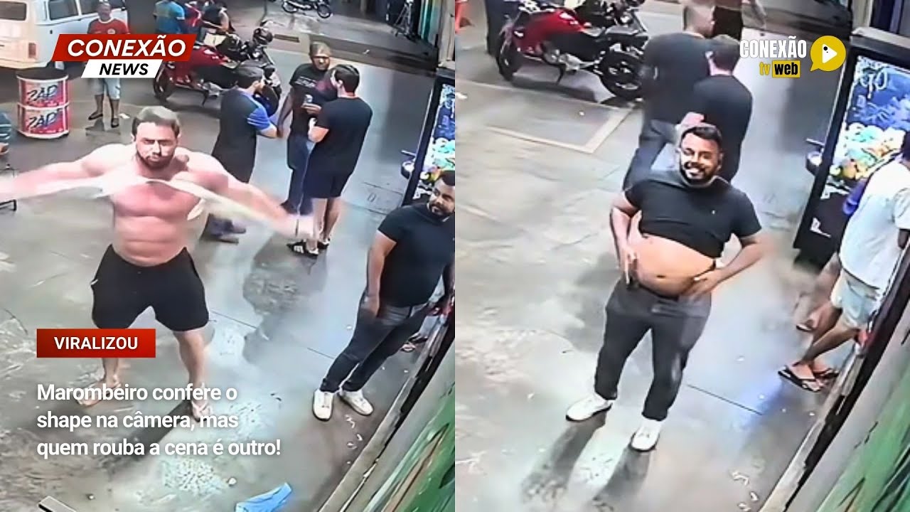 Marombeiro confere o shape na c&acirc;mera, mas quem rouba a cena &eacute; outro!