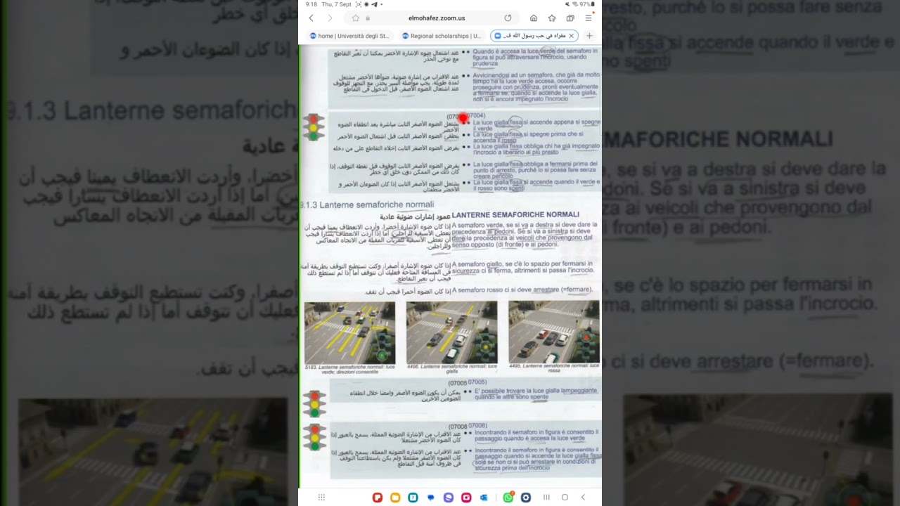 الباب( 9) الجزء (1) Segnalatica luminoso e manuali