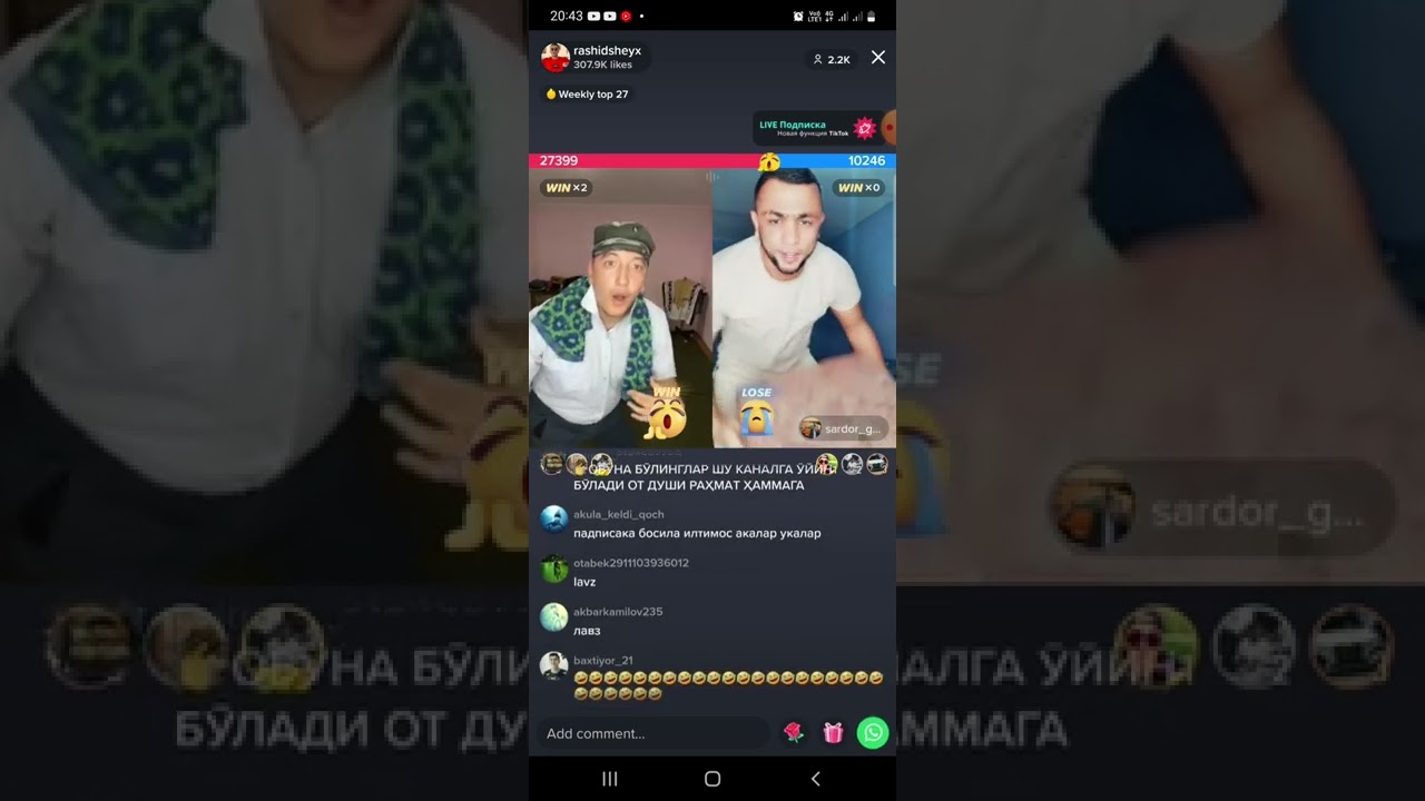 Rashid VA sardor Rosa baqirishdi