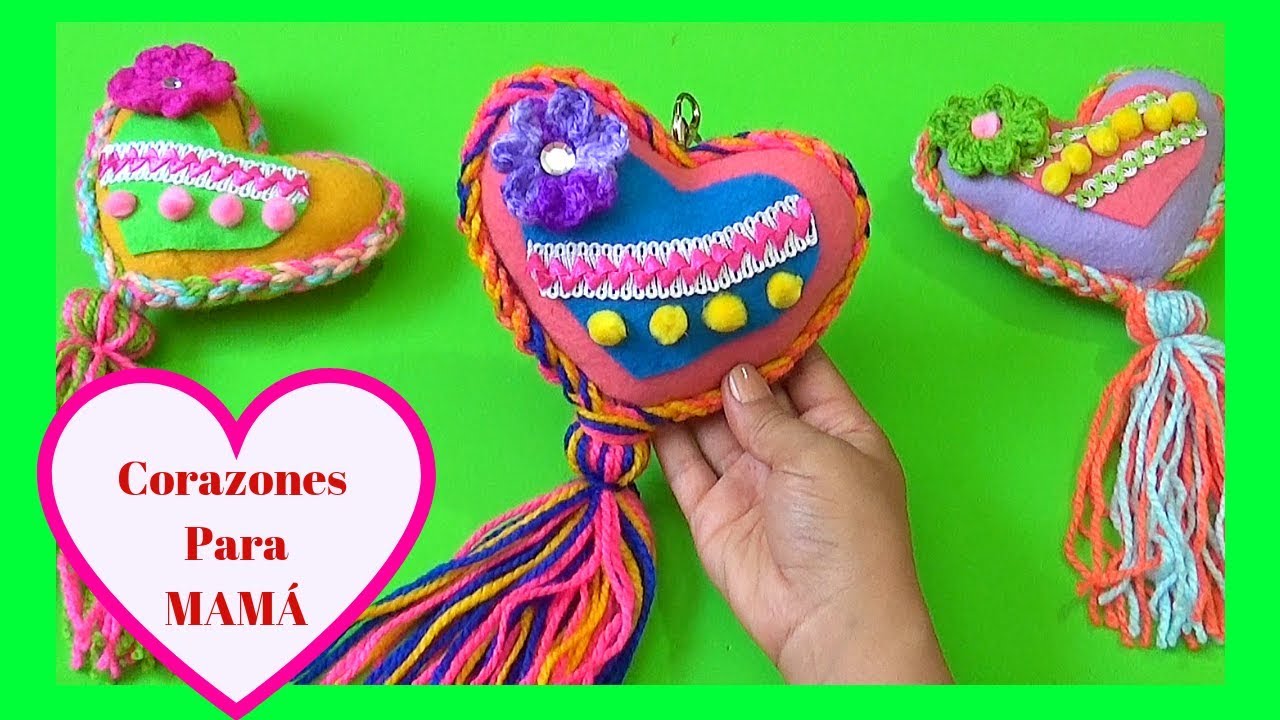CORAZONES 💝 DE FIELTRO 💝 Decorados con Crochet - PASO A PASO