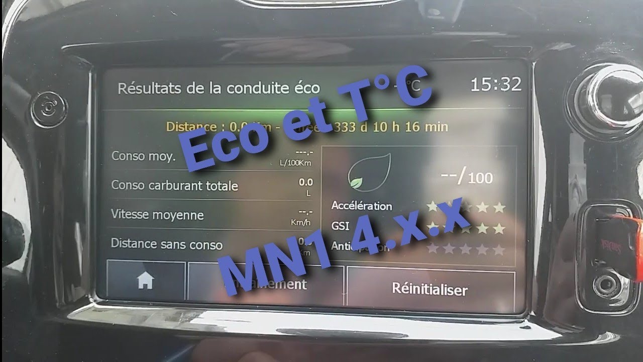 Afficher les informations Eco-conduite et Temperature sur le Medianav classique 4.0.3