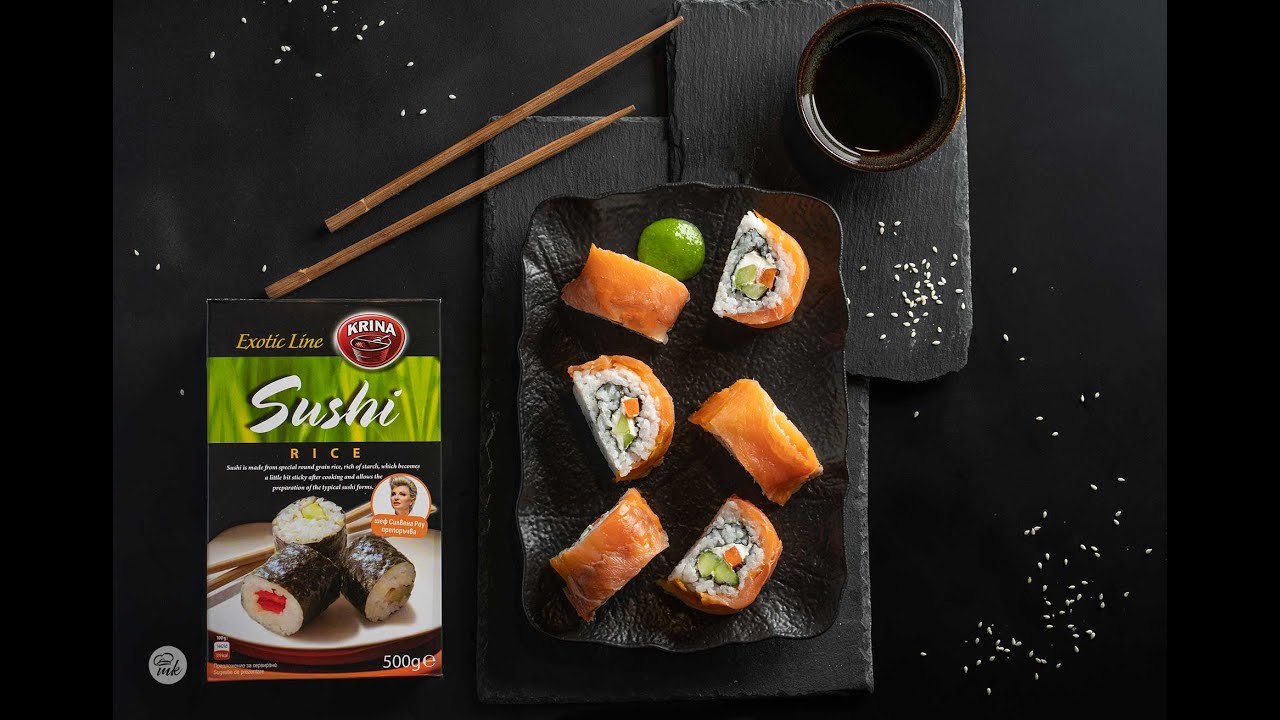 Суши с пушена сьомга и ориз Крина