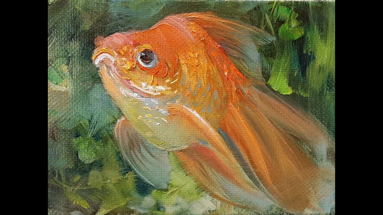Золотая рыбка. Drawing a Goldfish. Мастер-классы Вугара Мамедова.