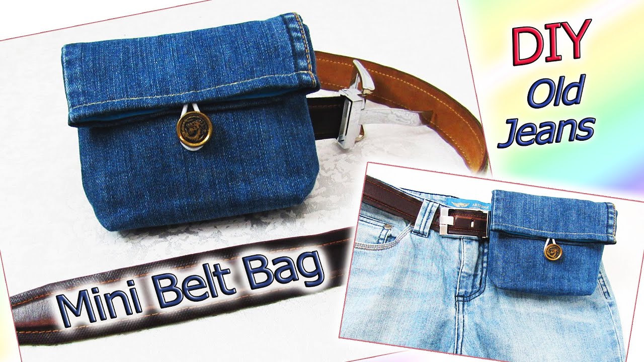 DIY Mini Belt Bag From Old Jeans - Denim Waist Bag Purse Bag - Recycling Crafts Tutorial