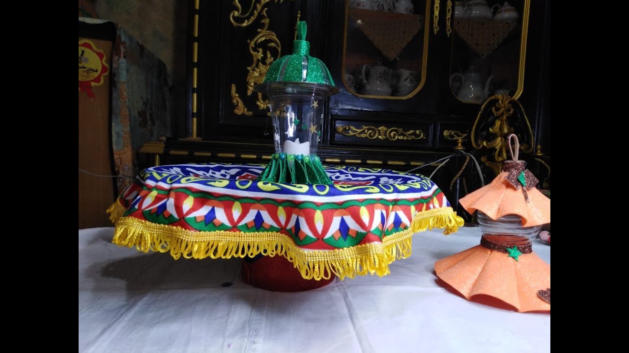 43- شهر رمضان المبارك -فيديو- 5 - صينية رمضان بقماش الخيامية لفانوس وحلوى رمضان