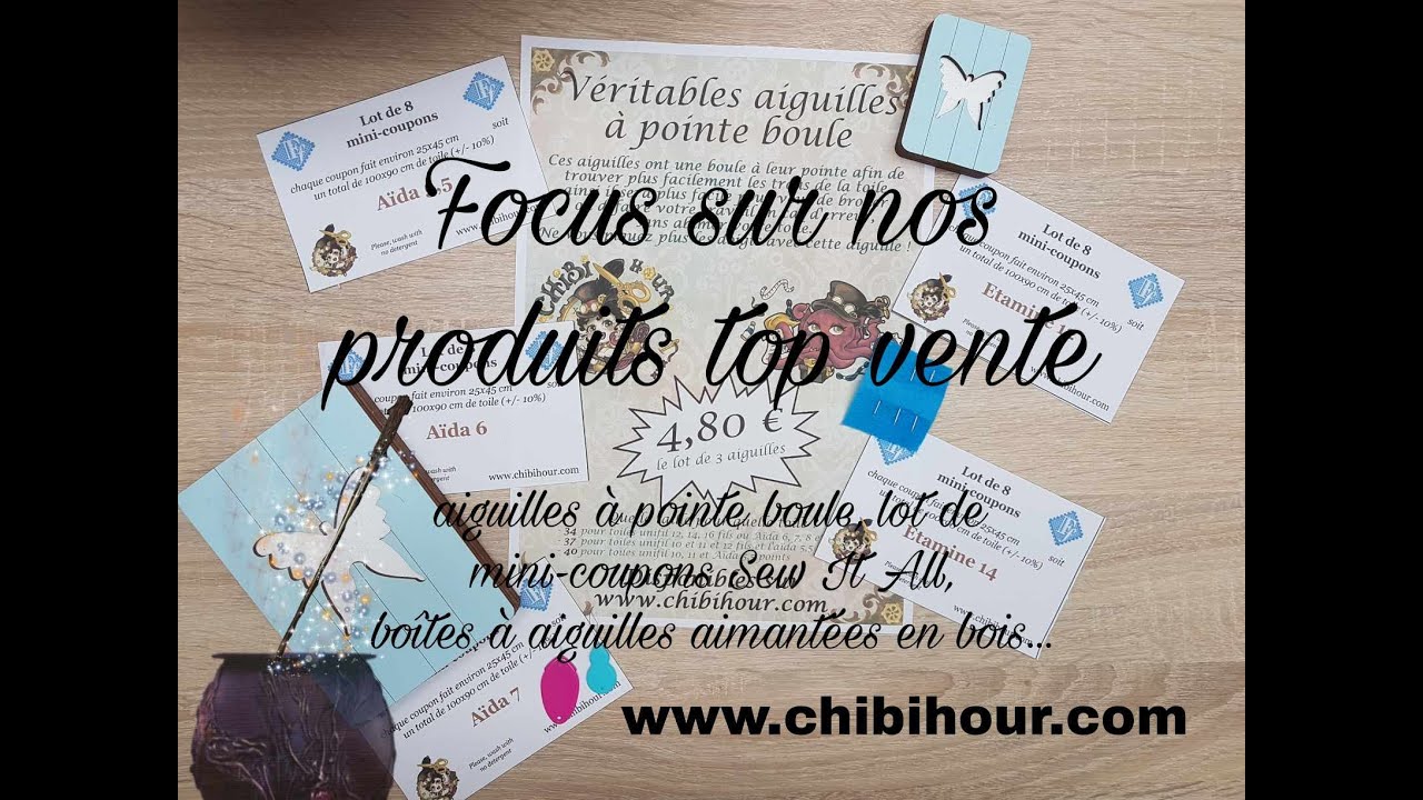 Focus sur les produits top vente de Chibi Hour - aiguilles à pointe boule, lot de mini-coupons...