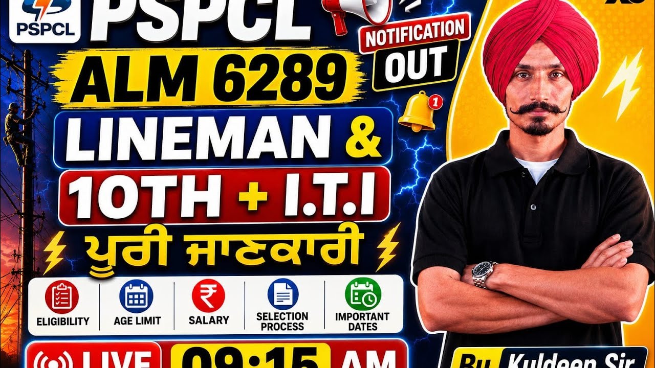PSPCL ALM 6289 Posts Recruitment 2026 | 10th + ITI Eligible | Full Details By Kuldeep Sir